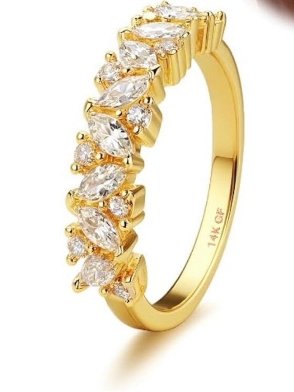 #153 Gold Plated Marquise CZ Stackable Ring - Gold